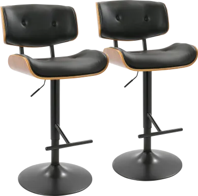 Tesshire Black Adjustable Barstool, Set of 2