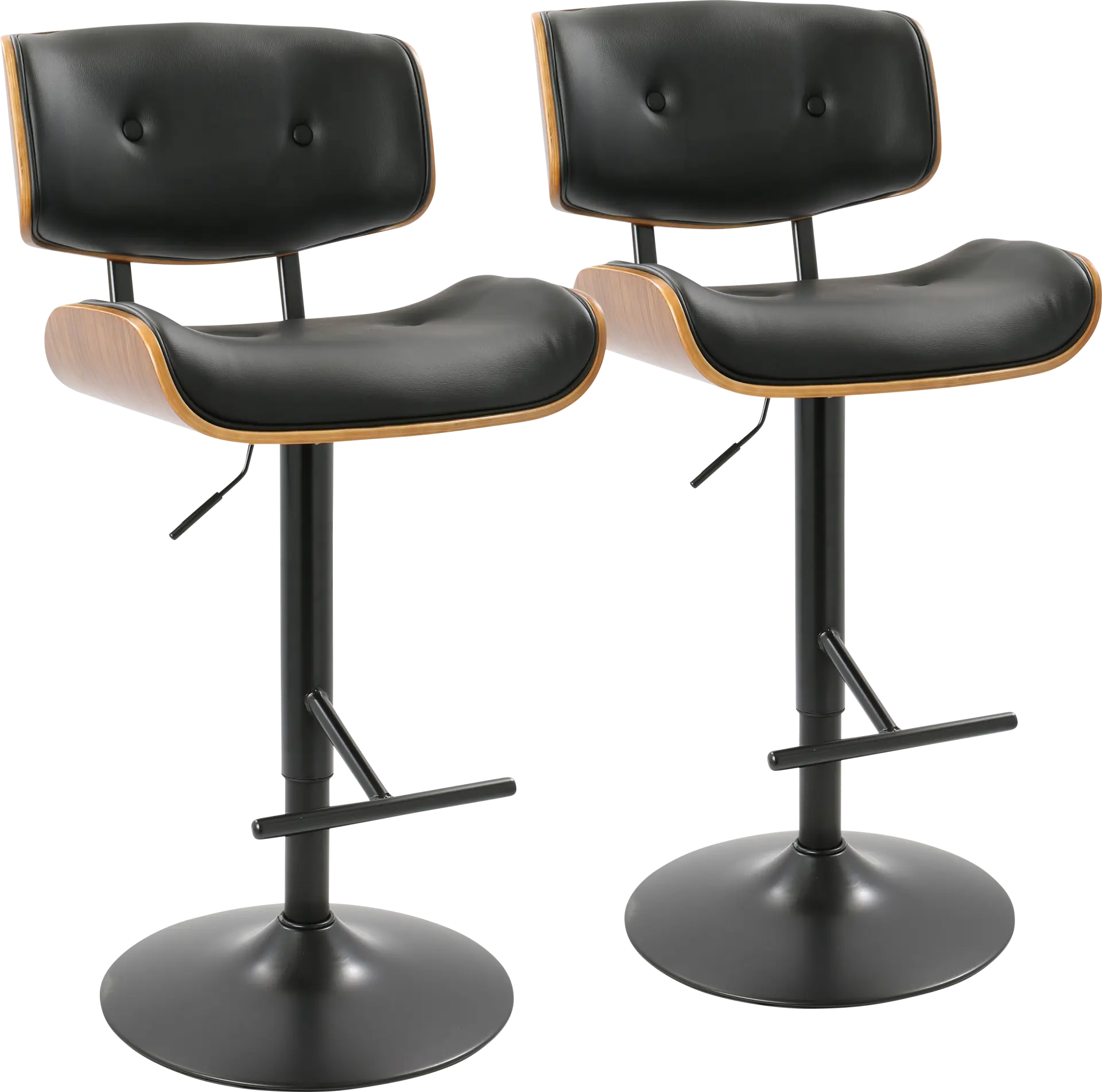 Tesshire Black Adjustable Barstool, Set of 2