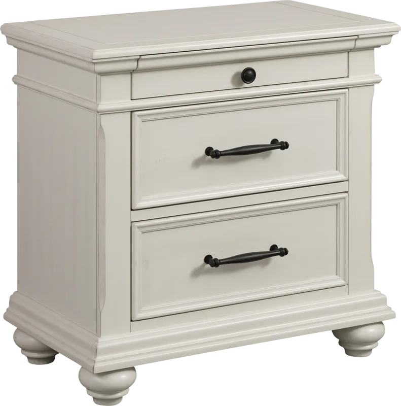 Goodpasture White Nightstand with USB