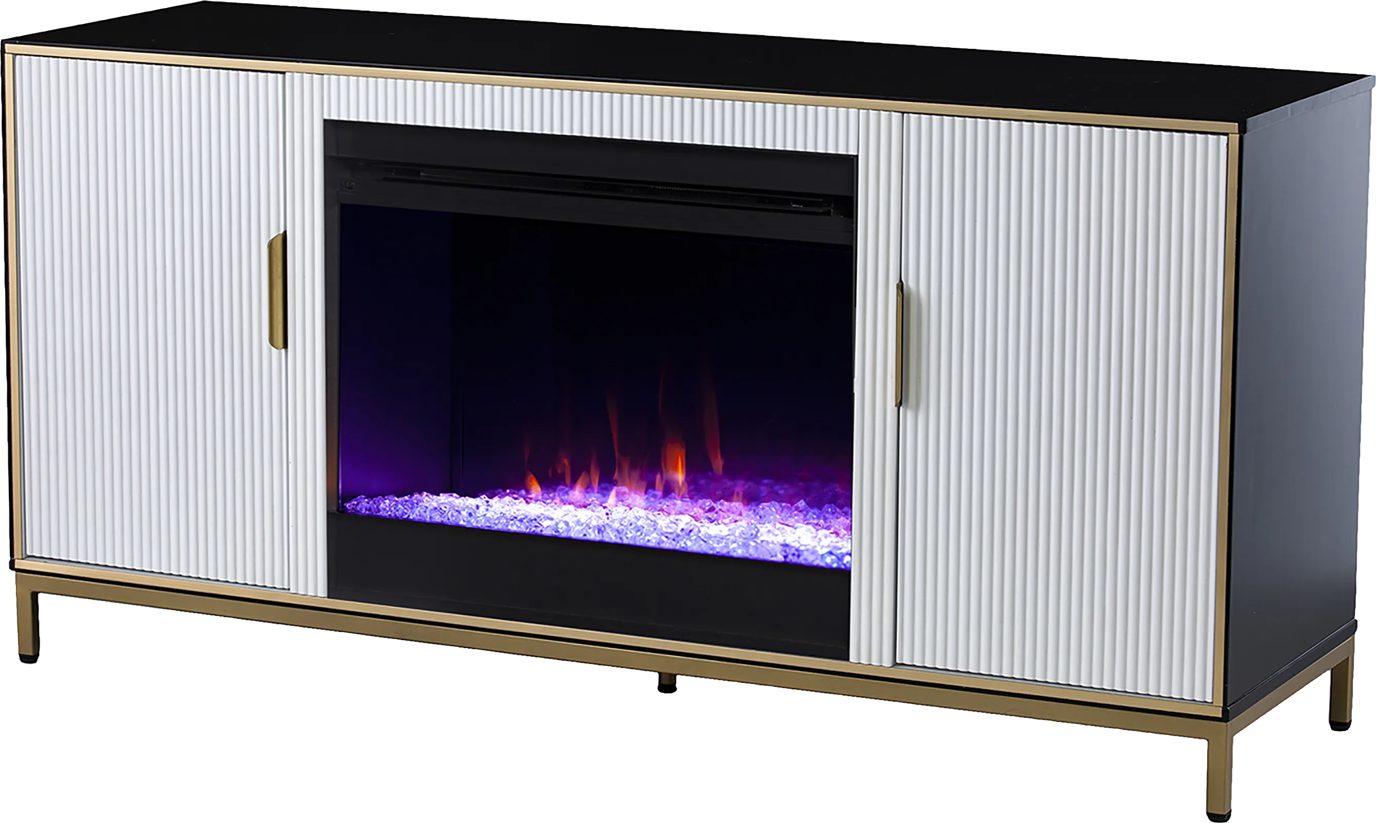 Rascher I White 54 in. Console, With Color Changing Electric Fireplace