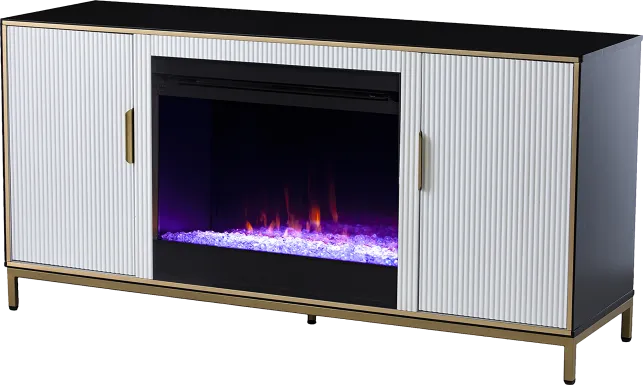 Rascher I White 54 in. Console, With Color Changing Electric Fireplace