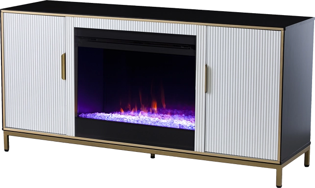 Rascher I White 54 in. Console, With Color Changing Electric Fireplace