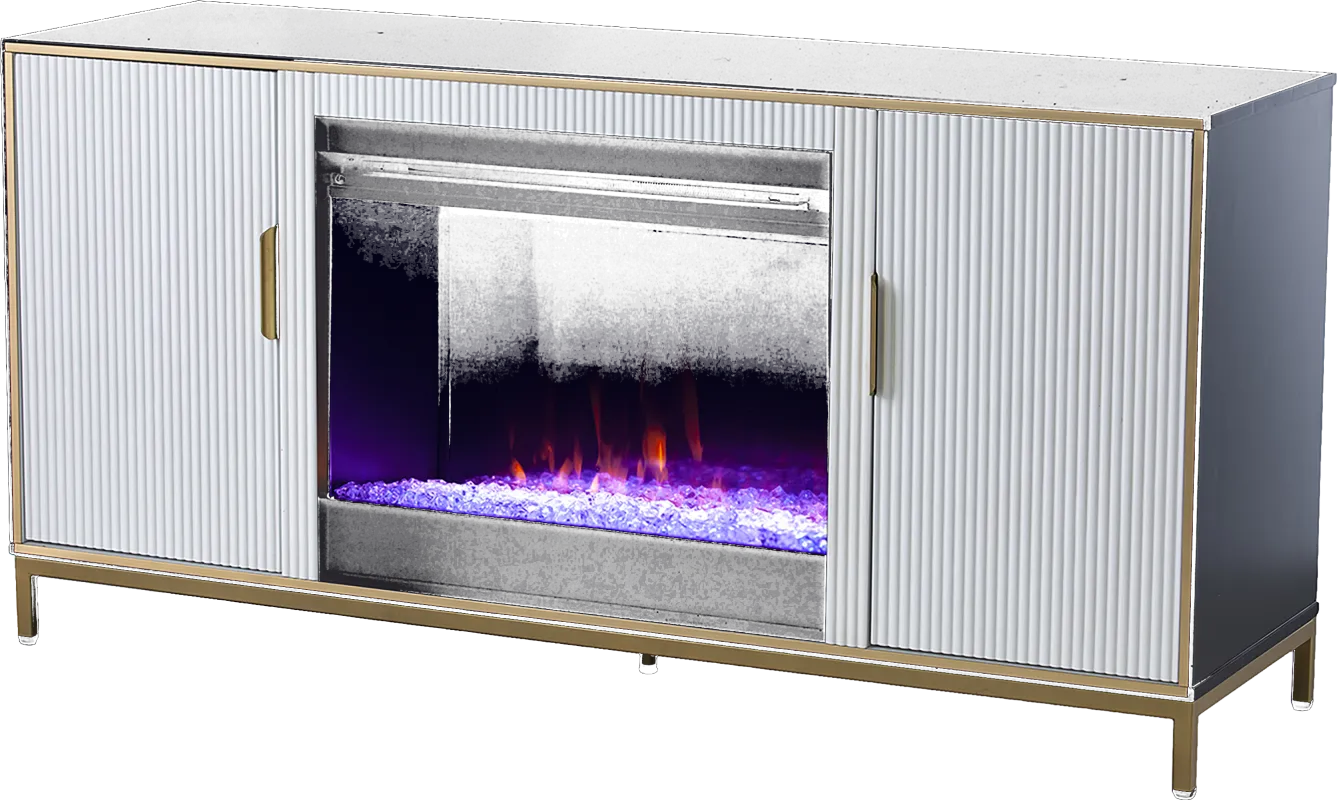 Rascher I White 54 in. Console, With Color Changing Electric Fireplace