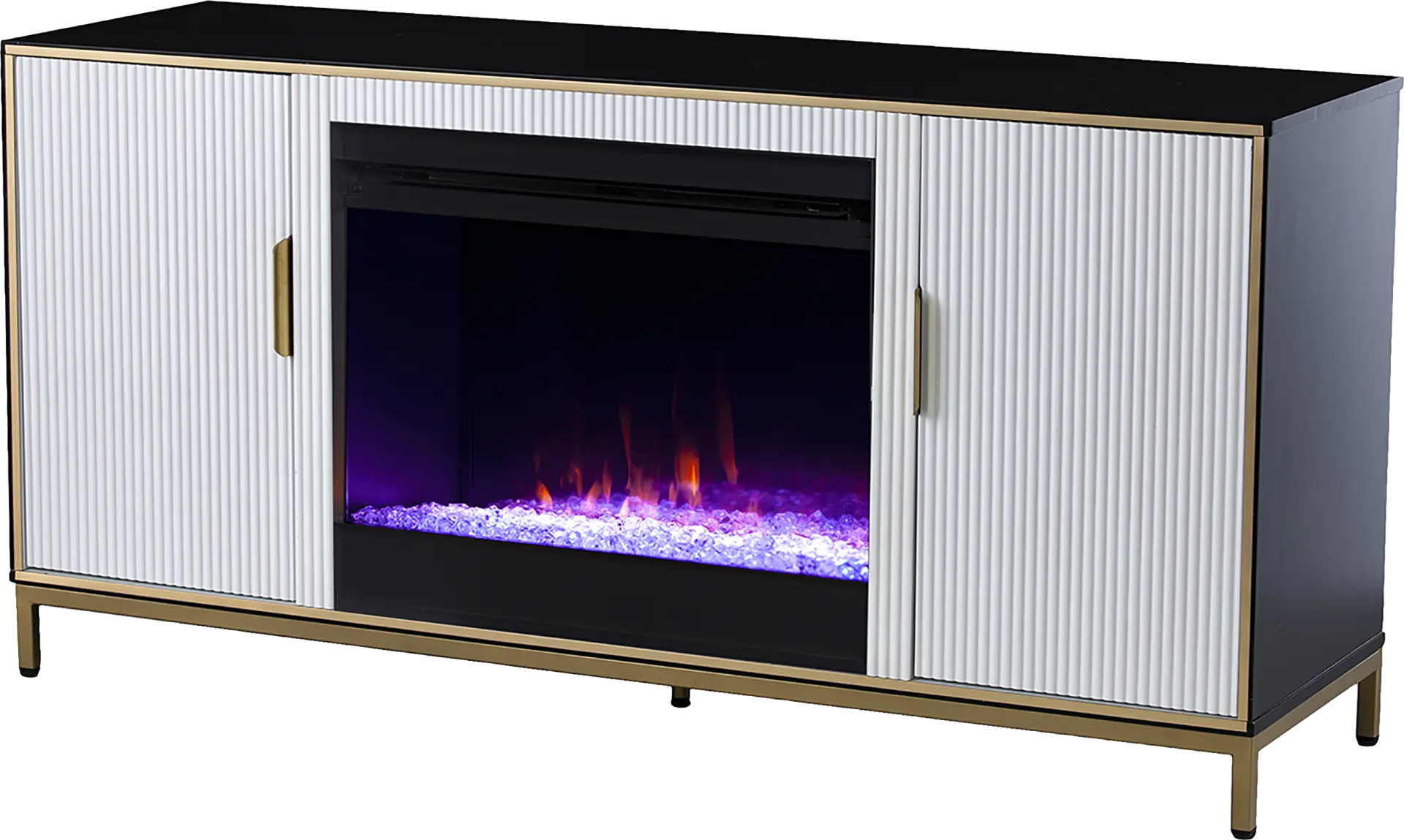 Rascher I White 54 in. Console, With Color Changing Electric Fireplace
