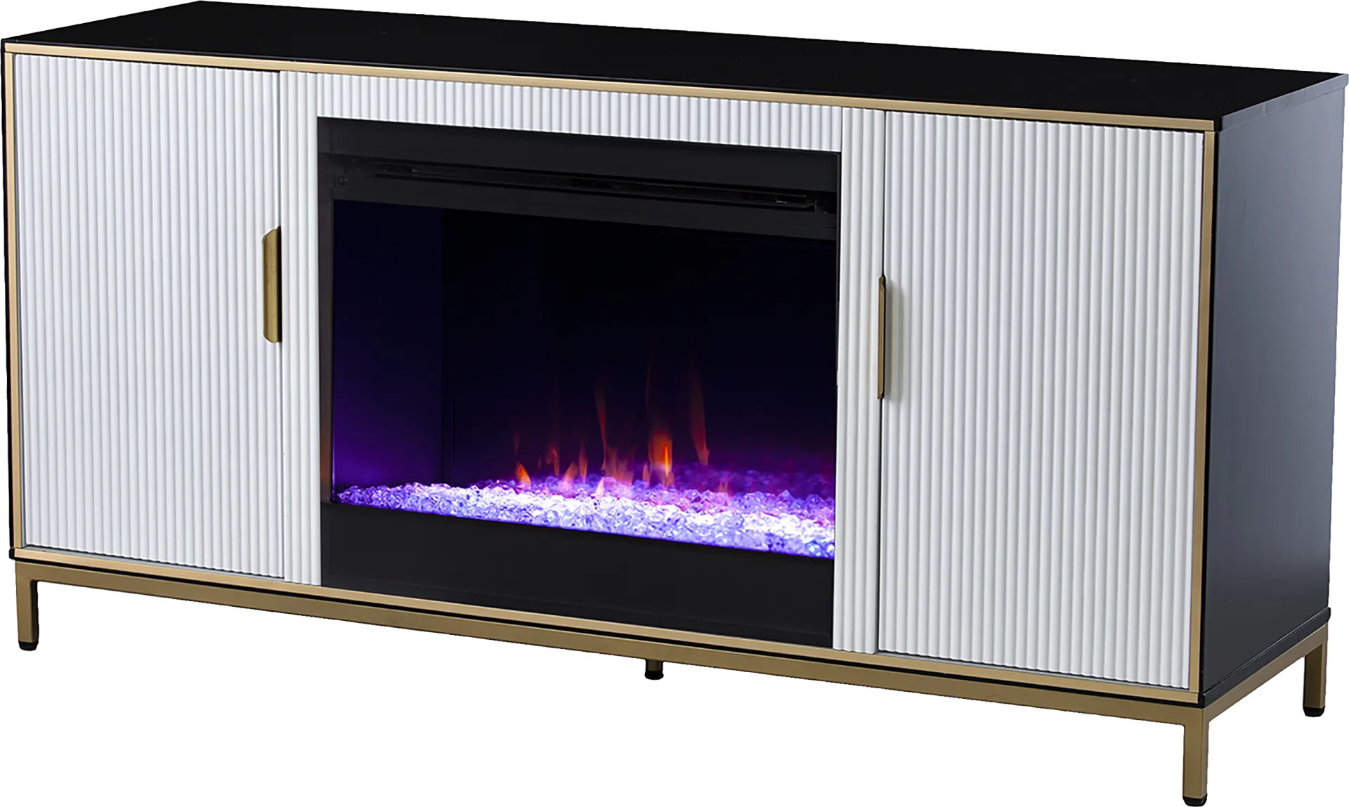 Rascher I White 54 in. Console, With Color Changing Electric Fireplace - Image 1