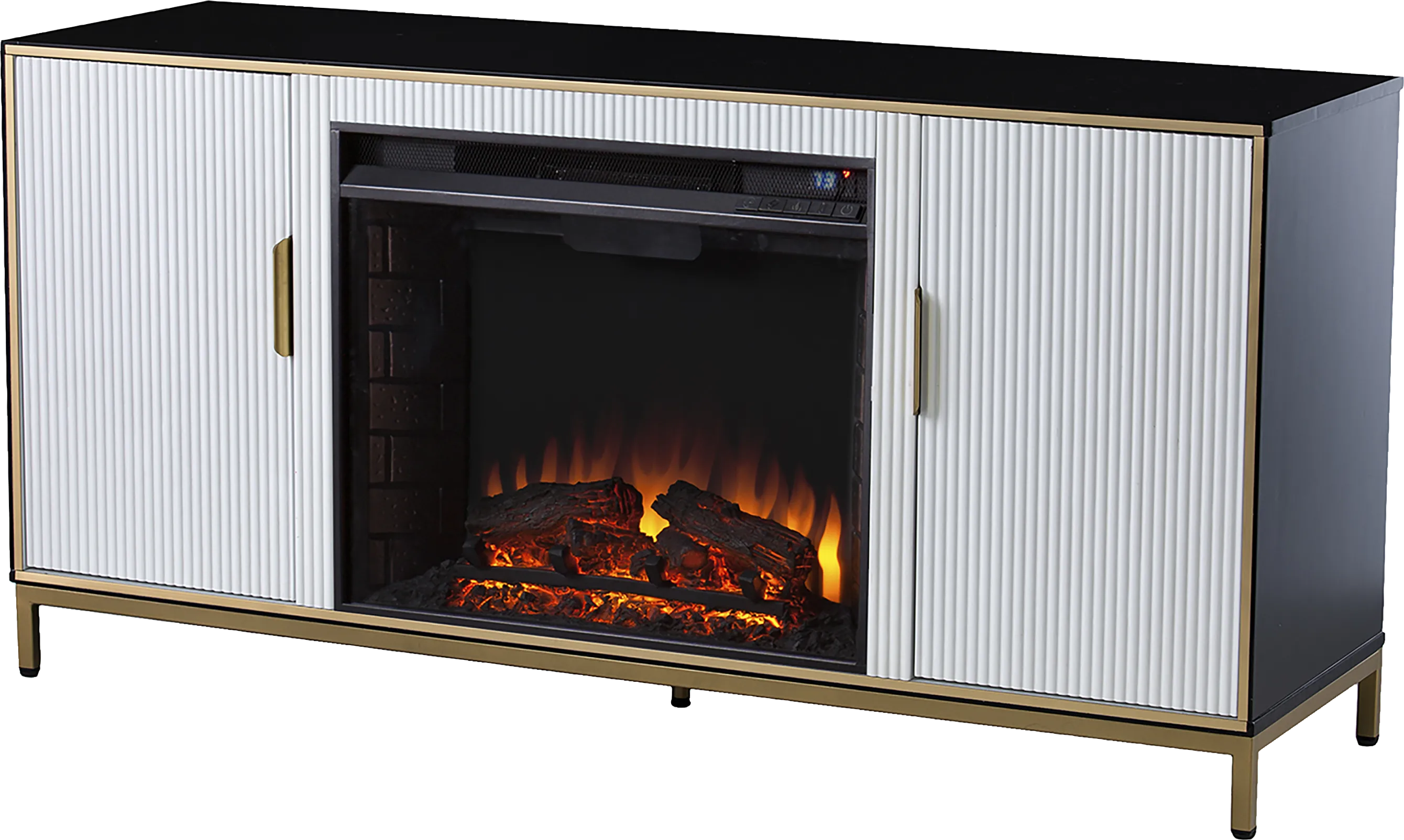 Rascher II White 54 in. Console, With Electric Fireplace - Thumbnail - Image 1