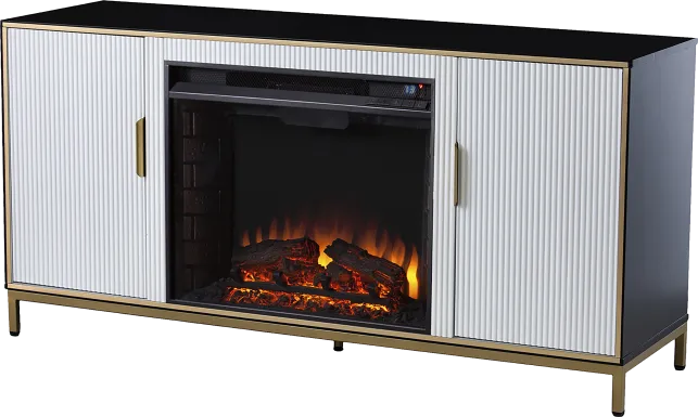 Rascher II White 54 in. Console, With Electric Fireplace