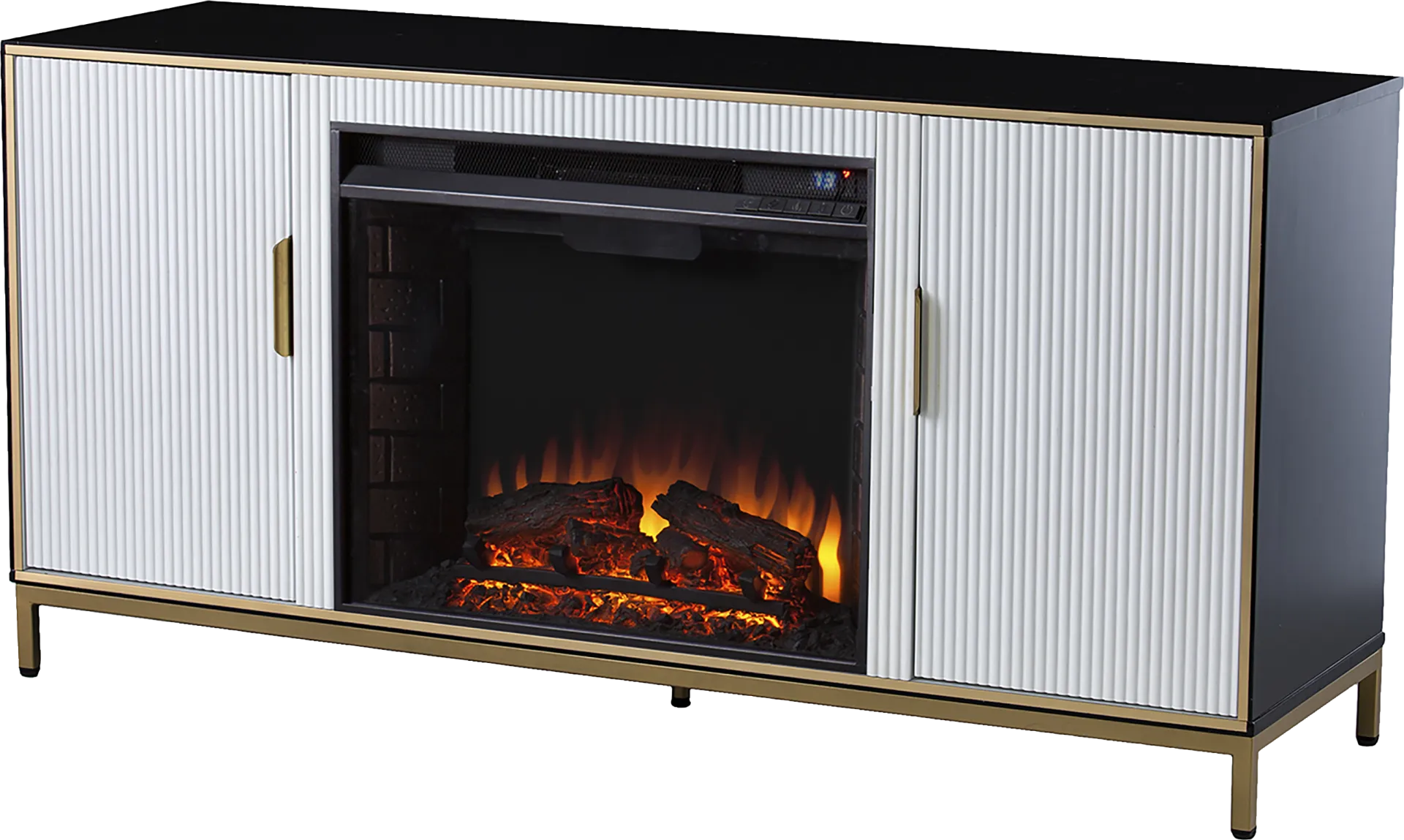 Rascher II White 54 in. Console, With Electric Fireplace - Image 1