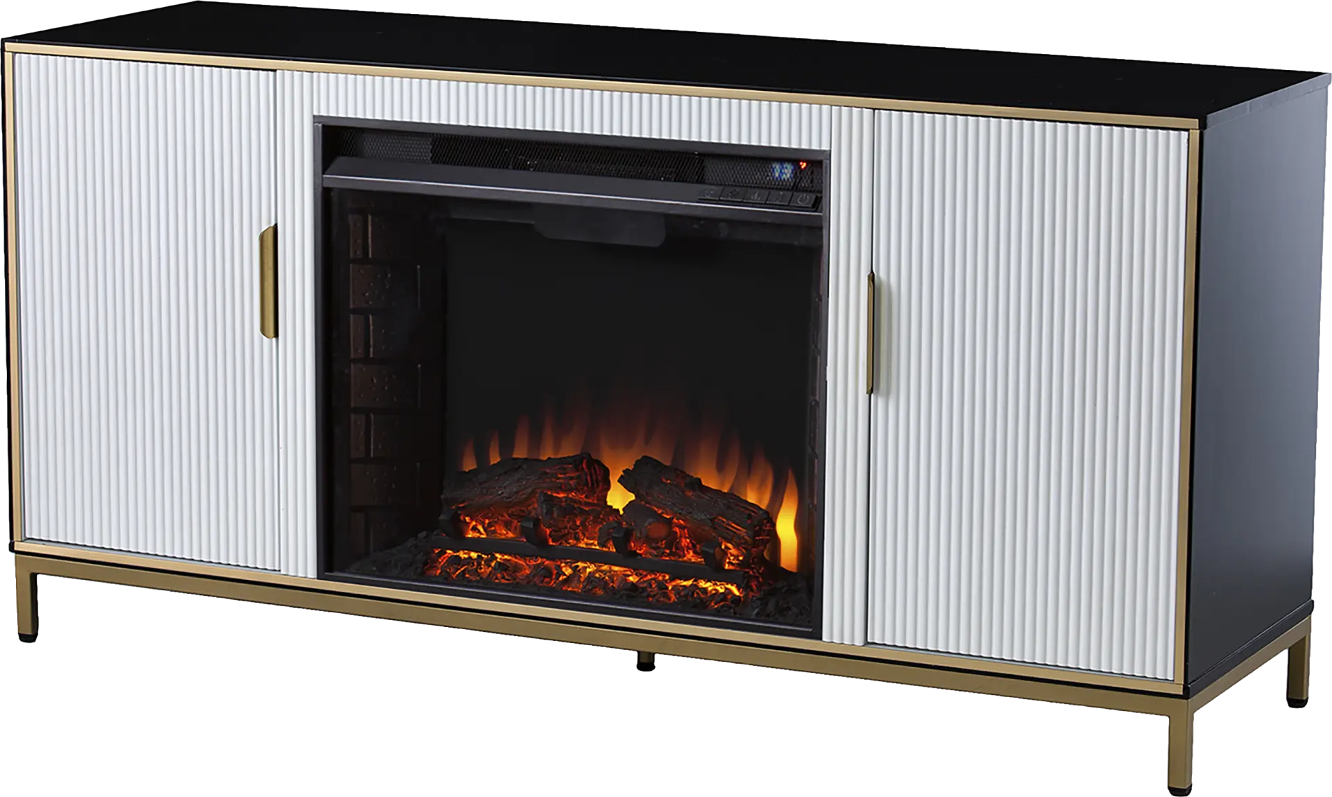 Rascher II White 54 in. Console, With Electric Fireplace
