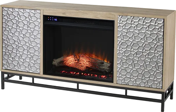Angevine IV Natural 54 in. Console, With Touch Panel Electric Fireplace
