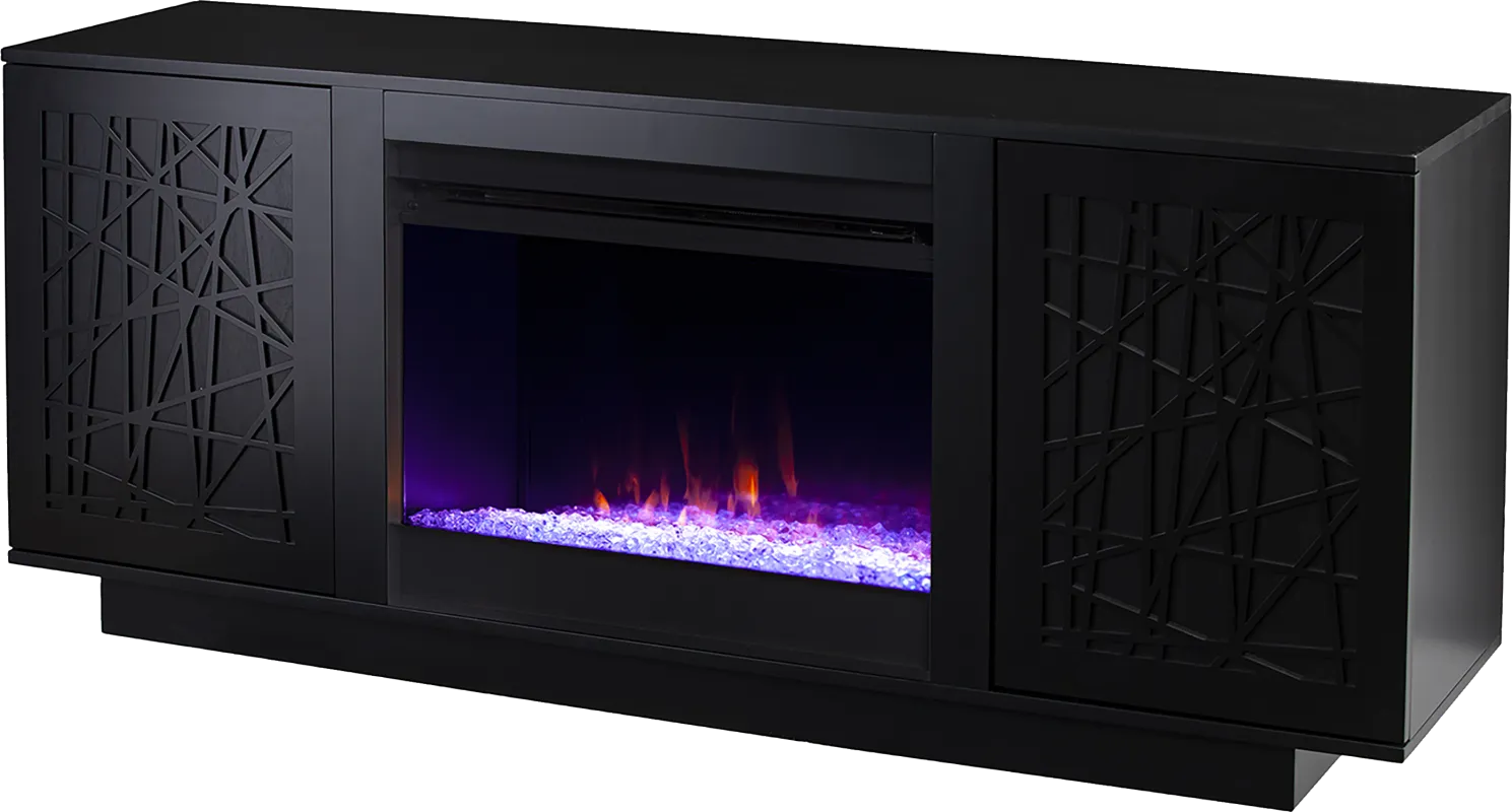 Cannonwolde I Black 60 in. Console, With Color Changing Electric Fireplace
