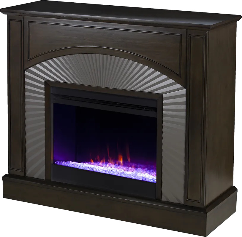 Edmarie I Brown 45 in. Console, With Color Changing Electric Fireplace