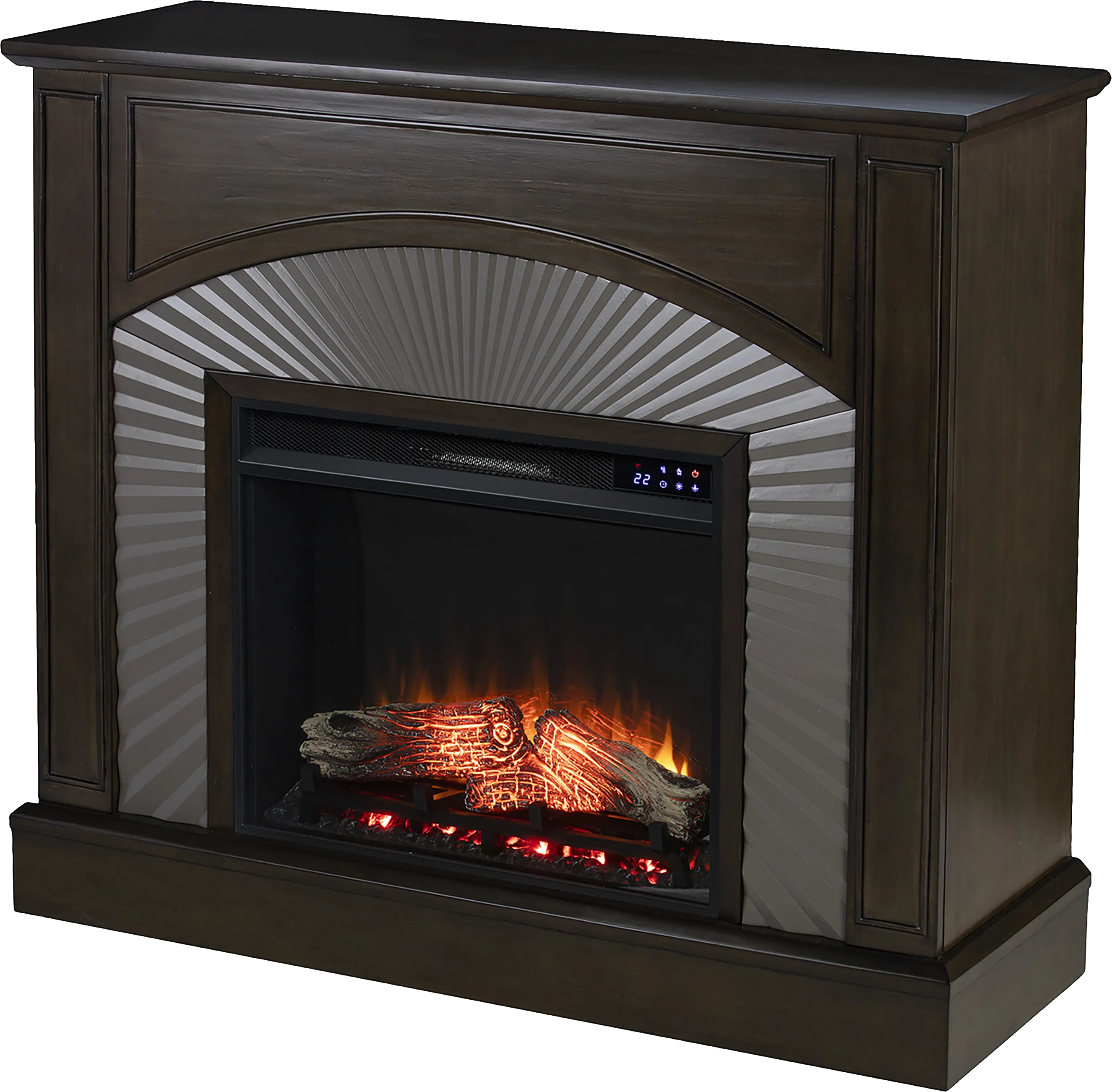 Edmarie IV Brown 45 in. Console, With Touch Panel Electric Fireplace - Thumbnail - Image 1