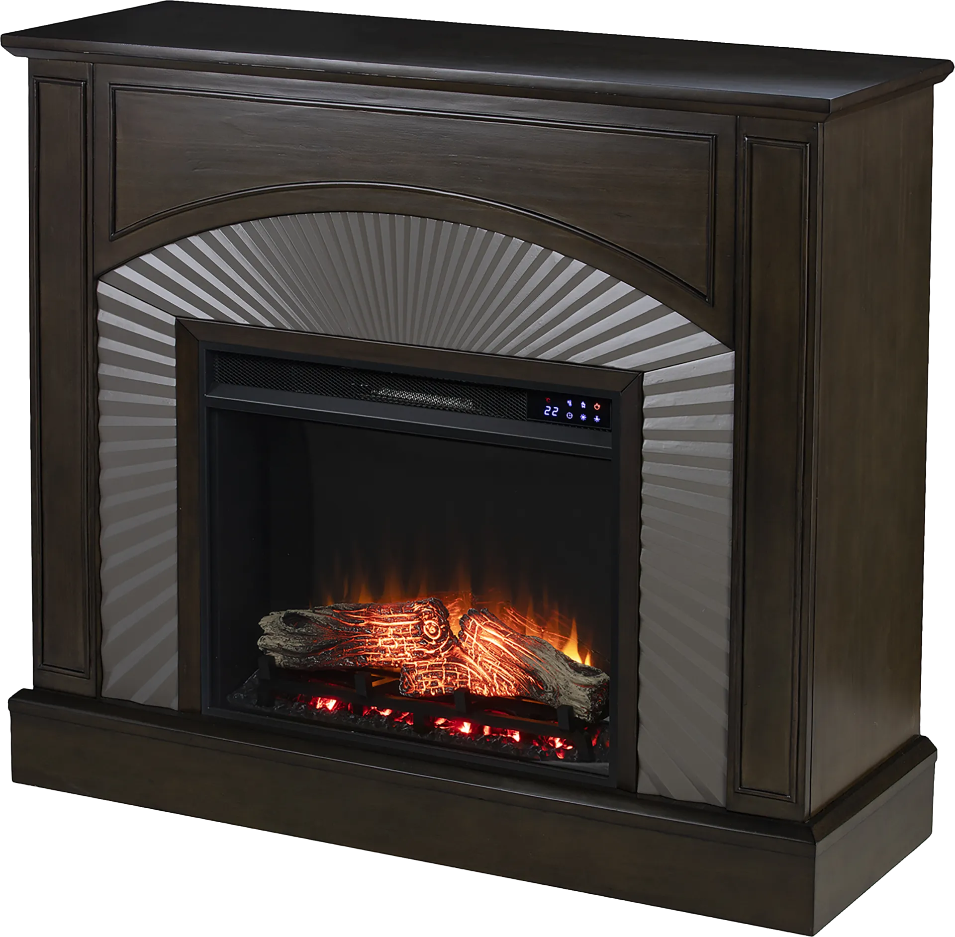 Edmarie IV Brown 45 in. Console, With Touch Panel Electric Fireplace - Image 1