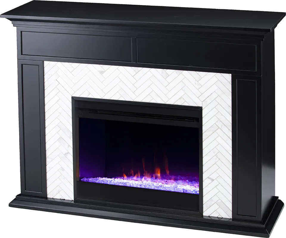 Tronewood I Black 50 in. Console, With Color Changing Electric Fireplace