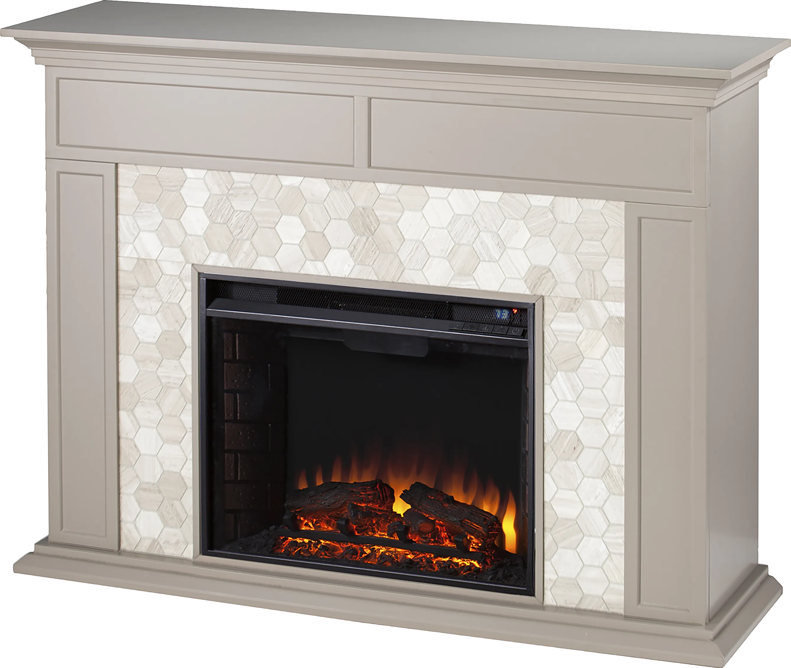 Tronewood II Gray 50 in. Console, With Electric Fireplace