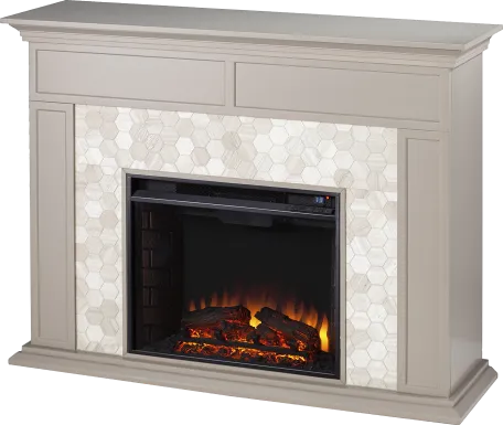 Tronewood II Gray 50 in. Console, With Electric Fireplace