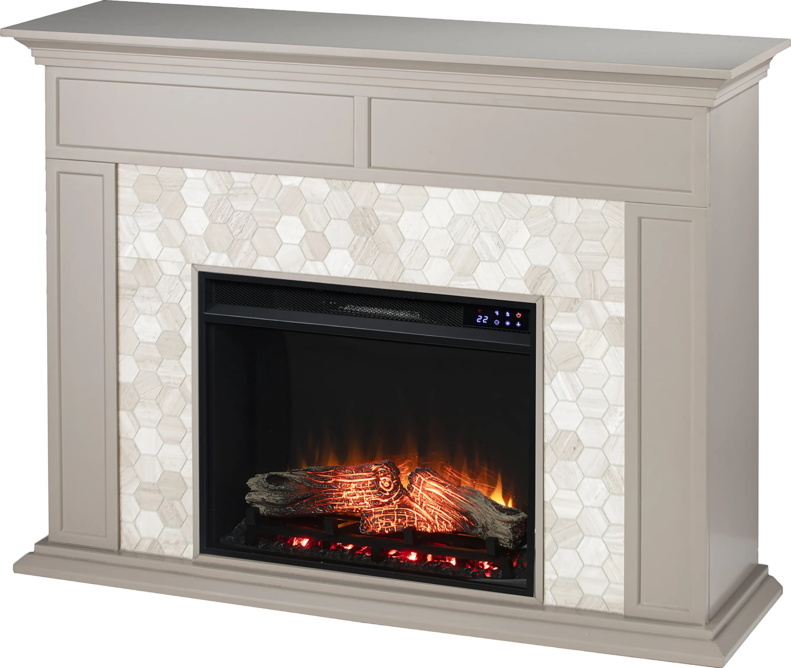 Tronewood IV Gray 50 in. Console, With Touch Panel Electric Fireplace