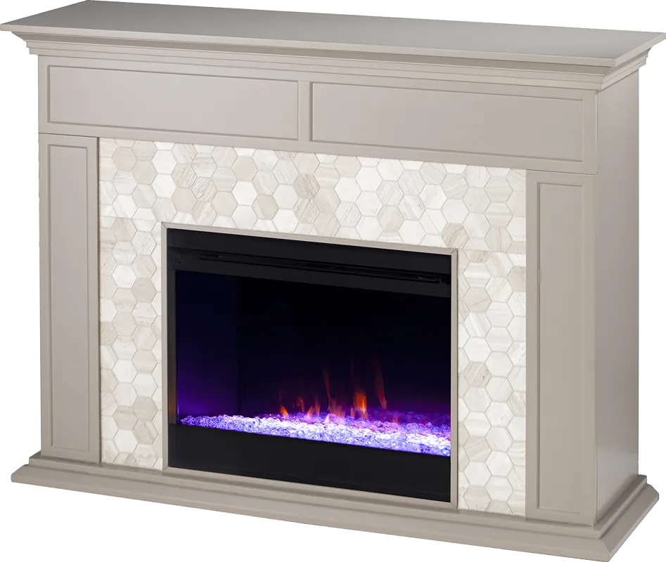 Tronewood I Gray 50 in. Console, With Color Changing Electric Fireplace