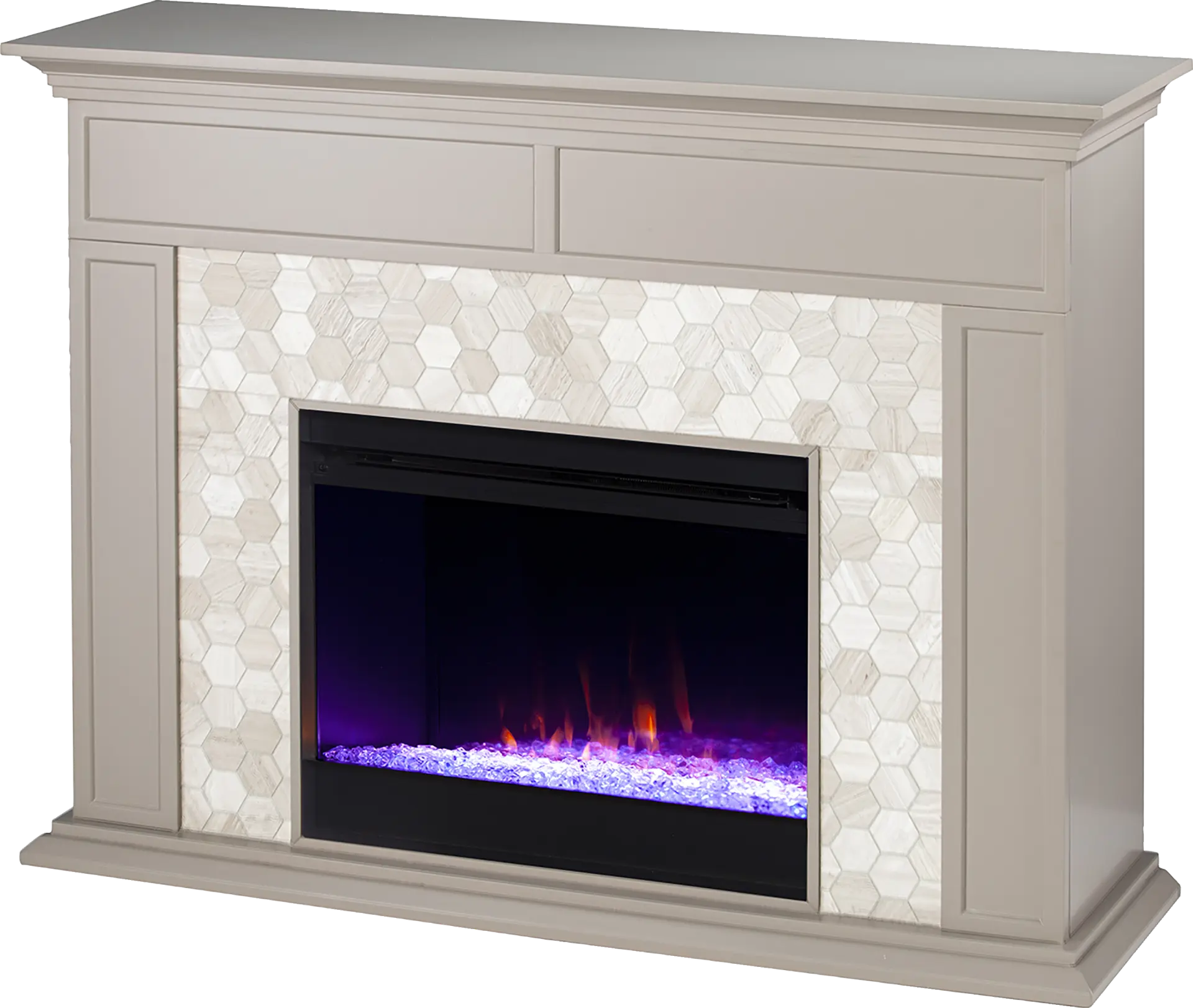 Tronewood I Gray 50 in. Console, With Color Changing Electric Fireplace