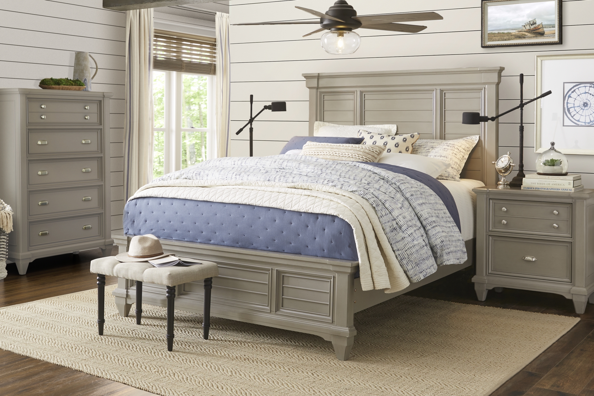 Hilton Head Gray 5 Pc Queen Panel Bedroom full room