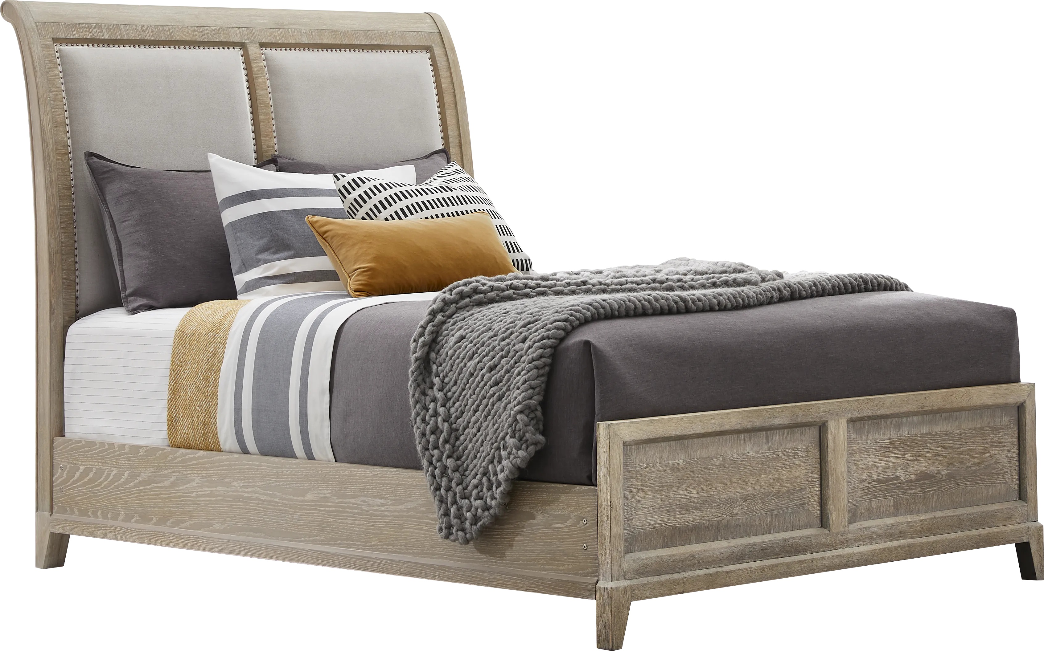 Kailey Park Light Oak Finish 7 Pc King Sleigh Bedroom - Thumbnail - Image 2