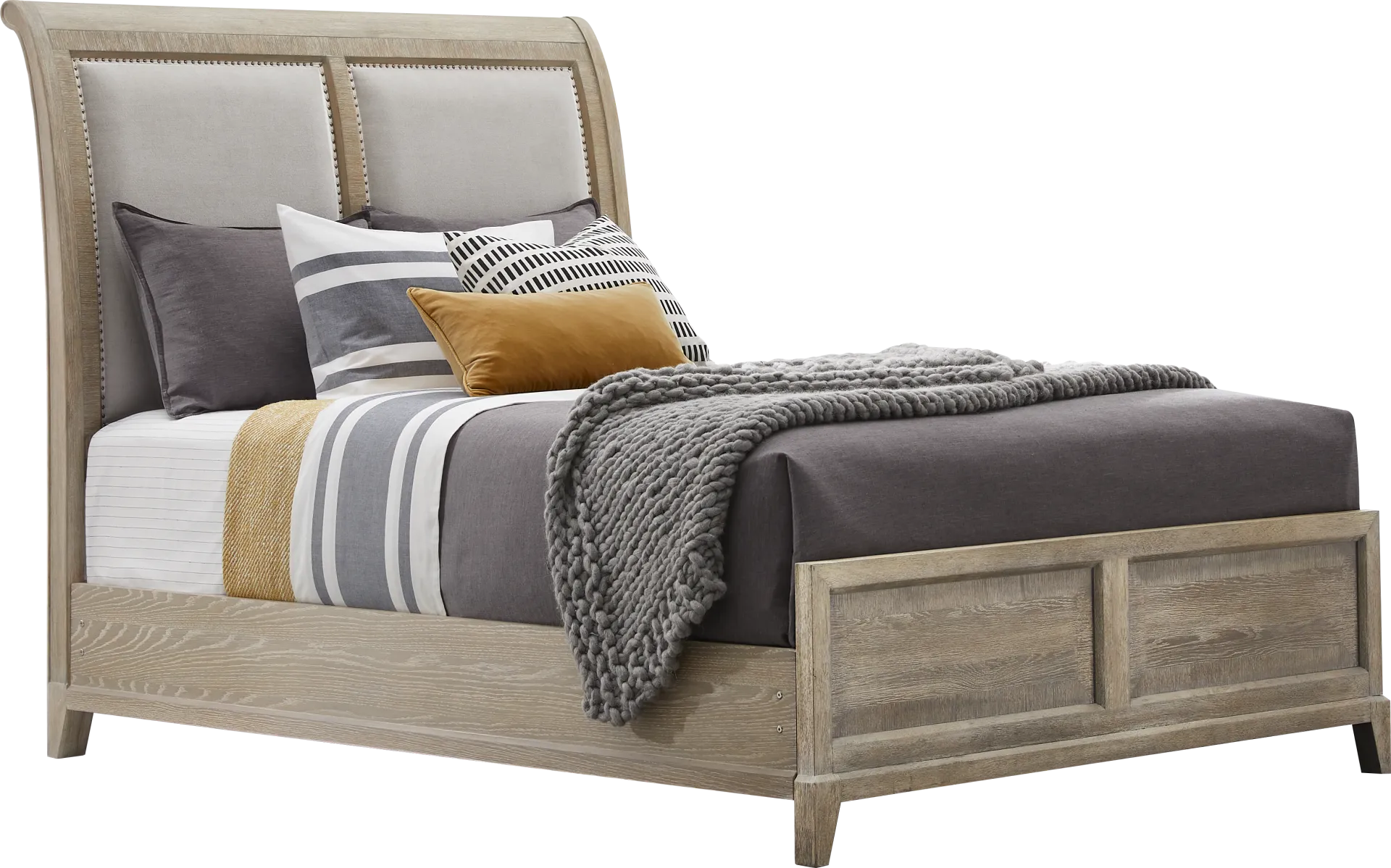 Kailey Park Light Oak Finish 3 Pc Queen Sleigh Bed - Image 2