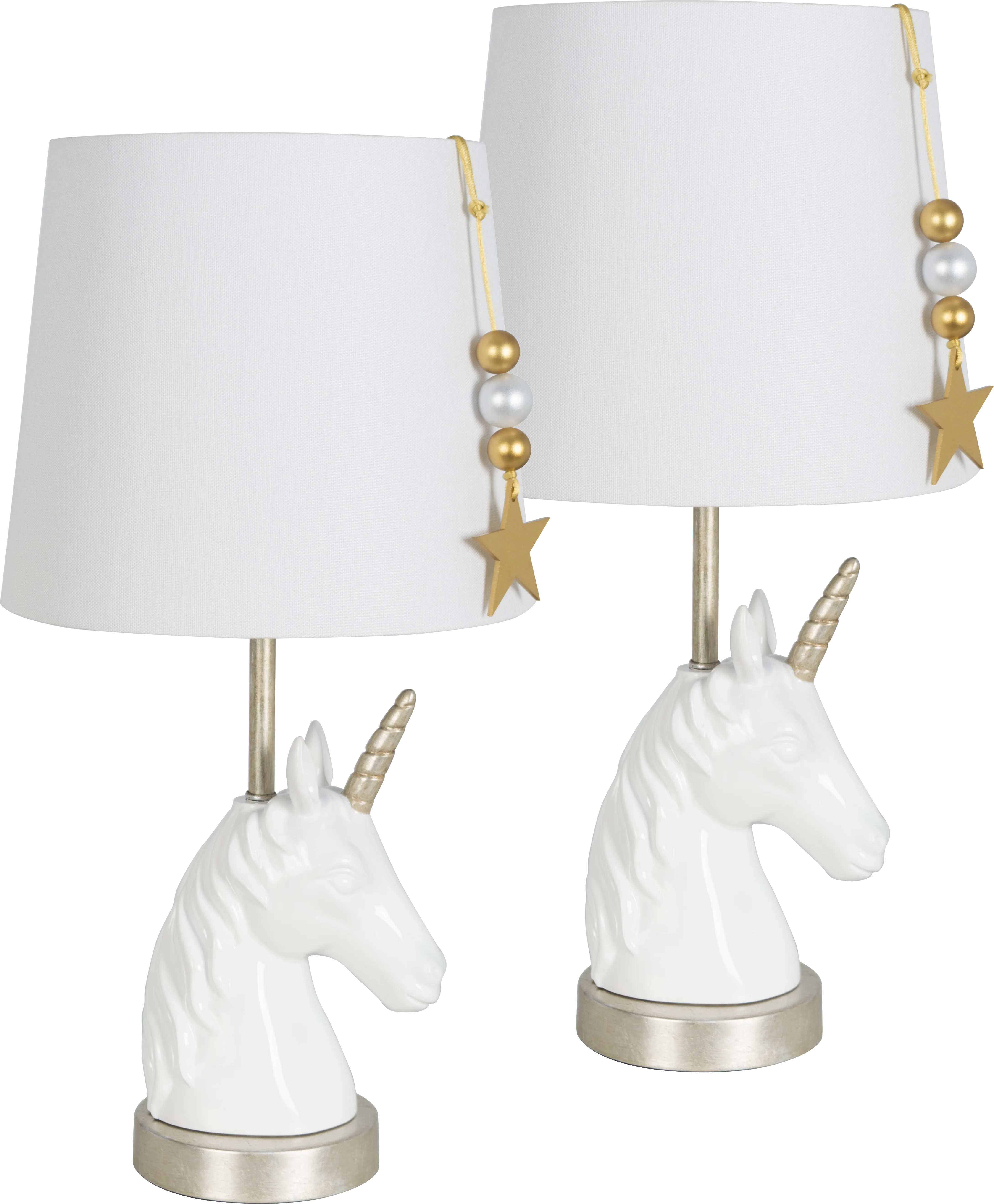 Kids Pretty Unicorn Ivory Lamps, Set of 2