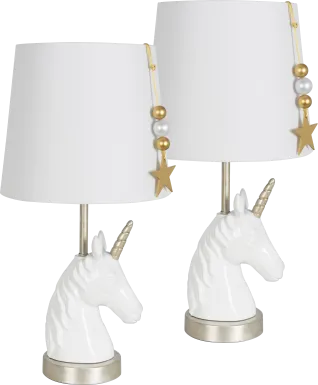 Kids Pretty Unicorn Ivory Lamps, Set of 2