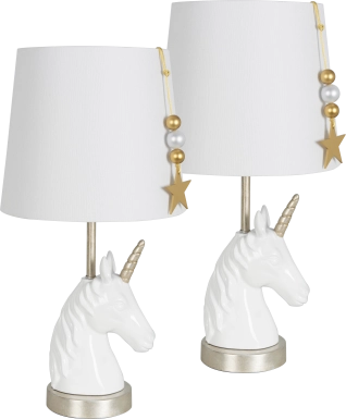 Kids Pretty Unicorn Ivory Lamps, Set of 2
