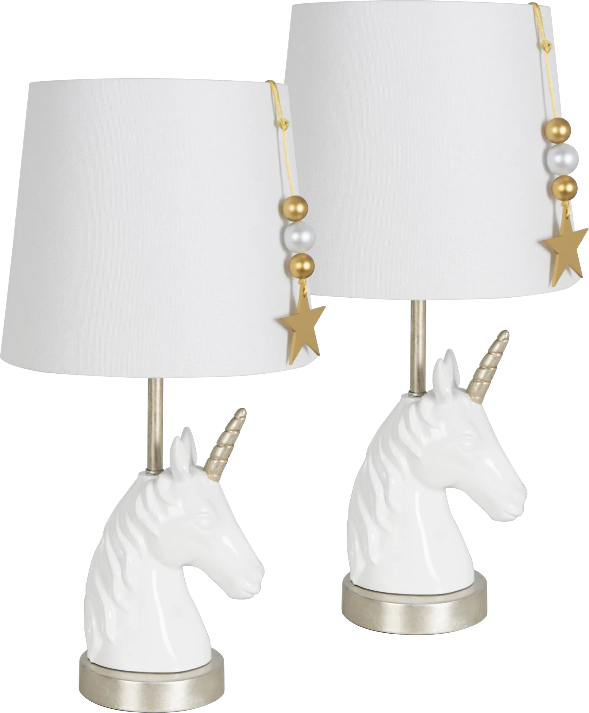 Kids Pretty Unicorn Ivory Lamps, Set of 2