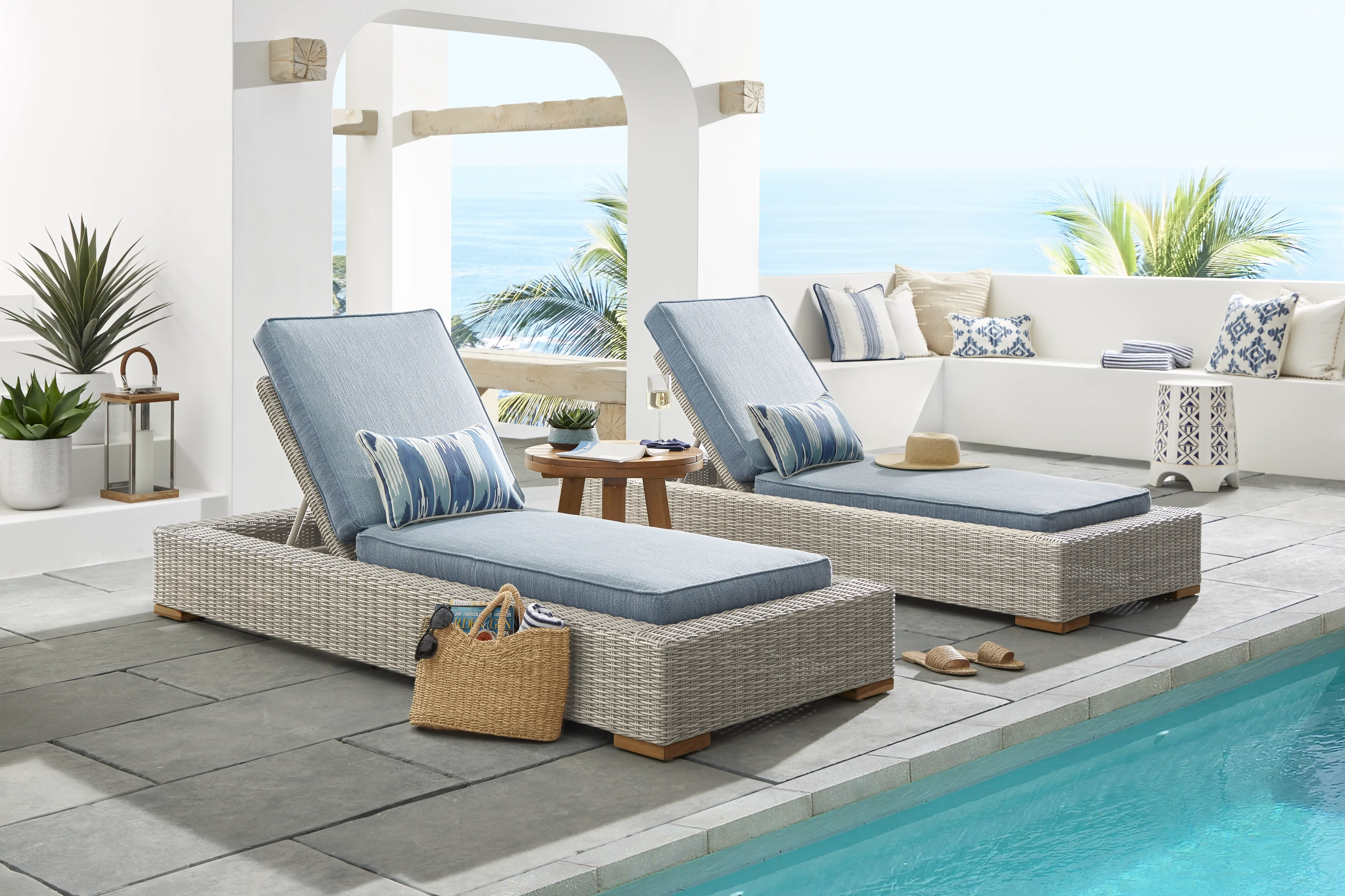 Patmos Gray Outdoor Chaise with Steel Cushions, Set of 2 - Thumbnail - Image 2
