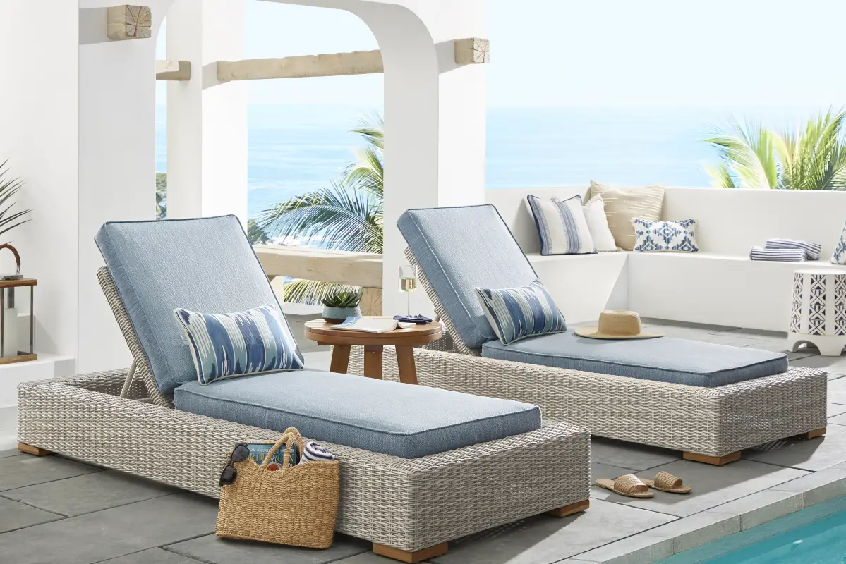 Patmos Gray Outdoor Chaise with Steel Cushions, Set of 2