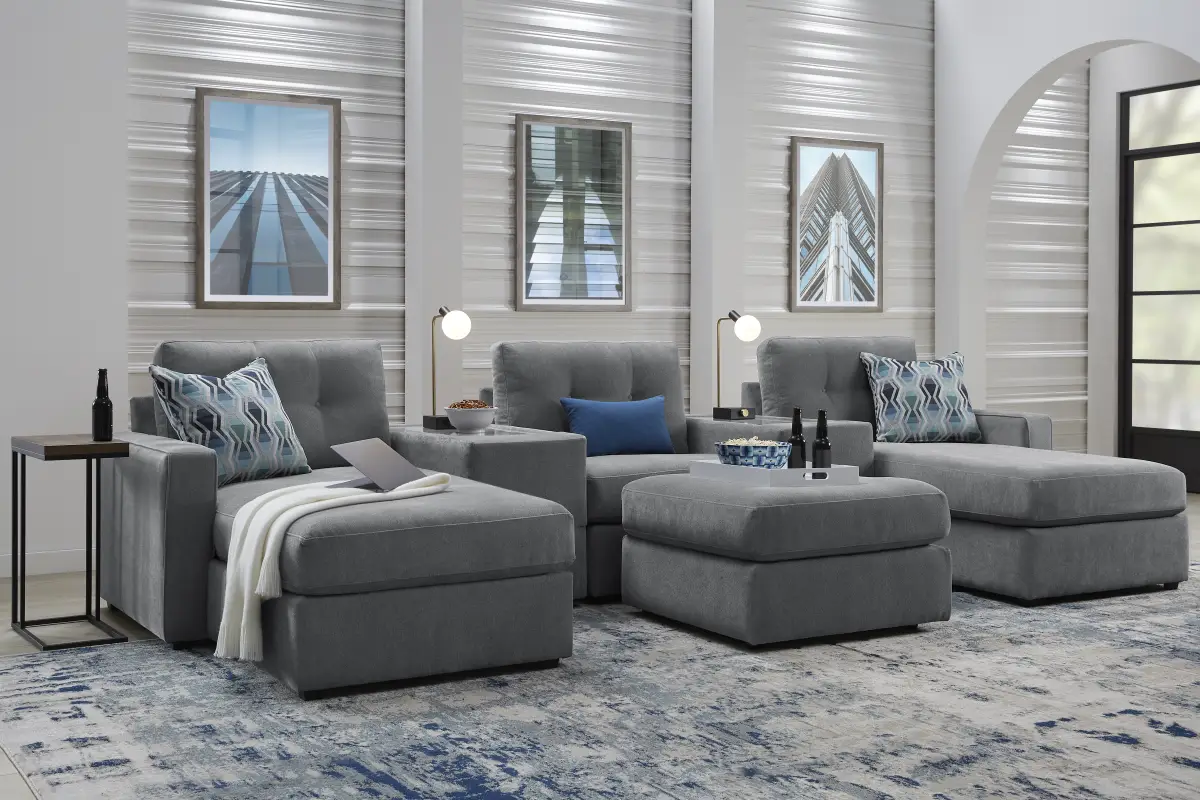 Drew & Jonathan Modularone Gray Chenille Fabric 6 Pc Modular | Rooms to Go