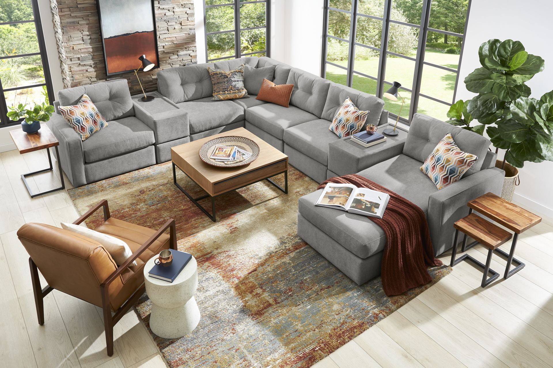 Gray 8 Pc Power Reclining ModularOne - Image 2