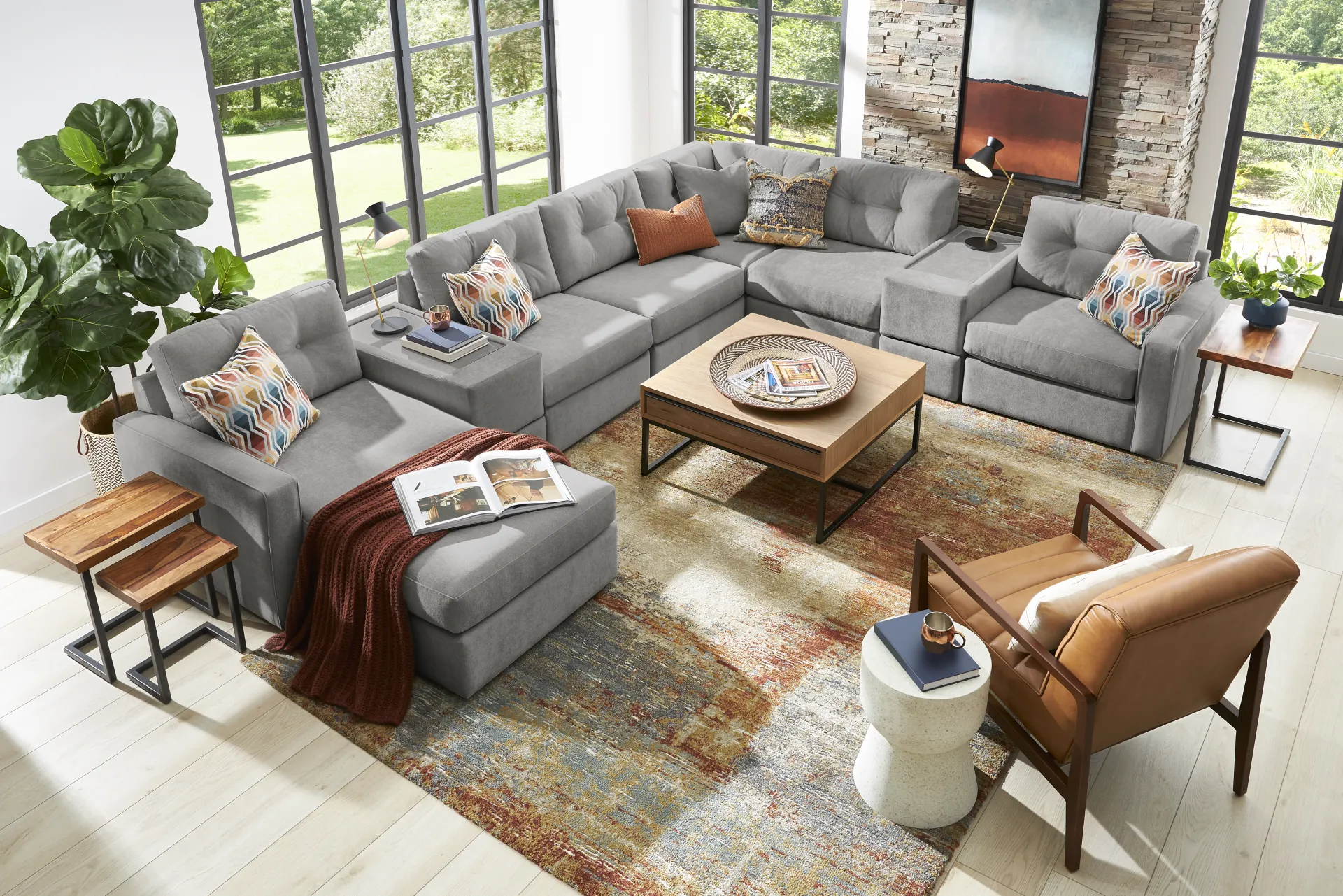 Gray 8 Pc Power Reclining ModularOne - Image 2