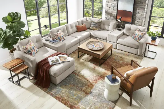 Beige 8 Pc Power Reclining ModularOne