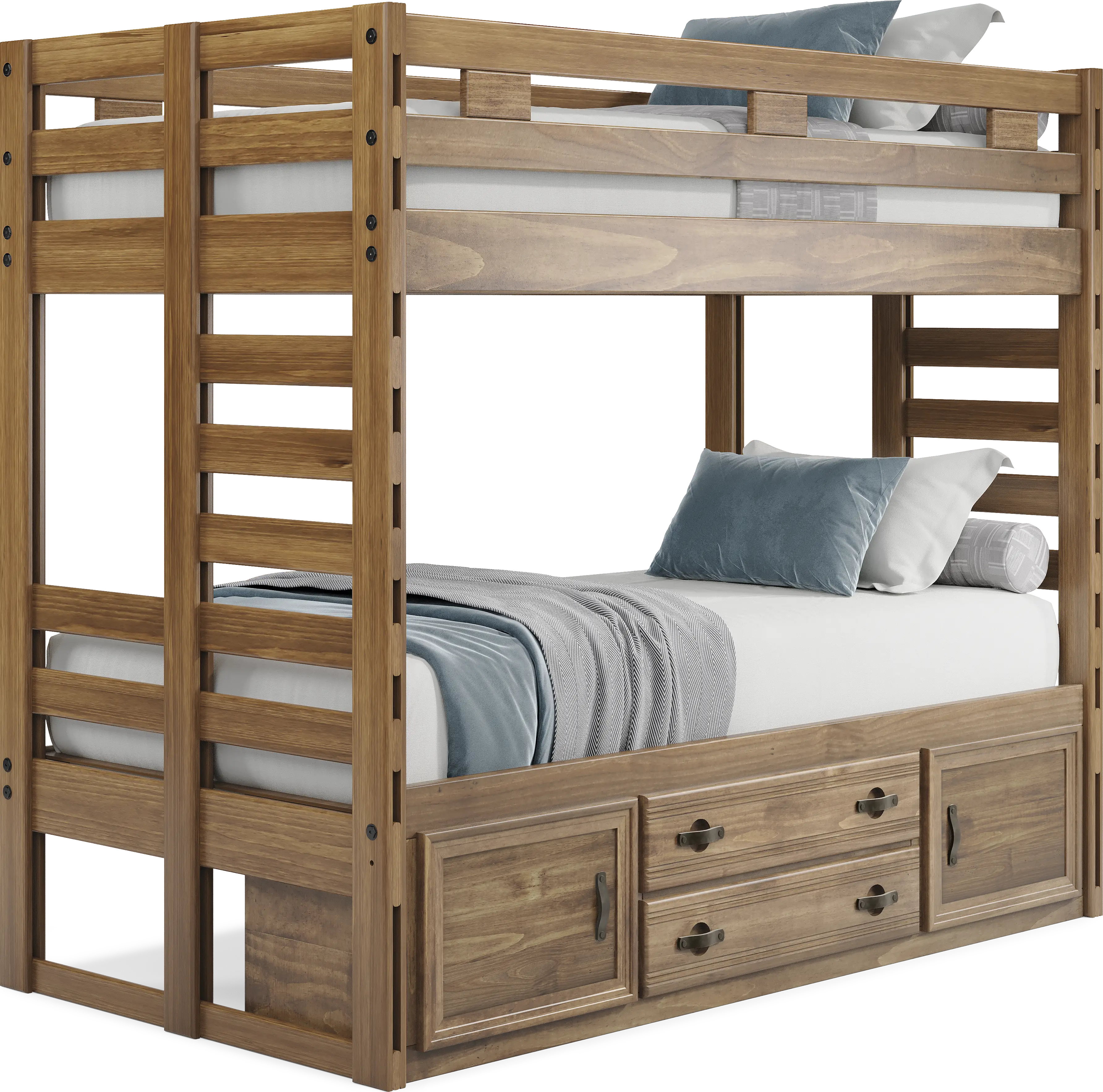 Kids Creekside 2.0 Chestnut Twin/Twin Bunk Bed with Storage Side Rail - Thumbnail - Image 1