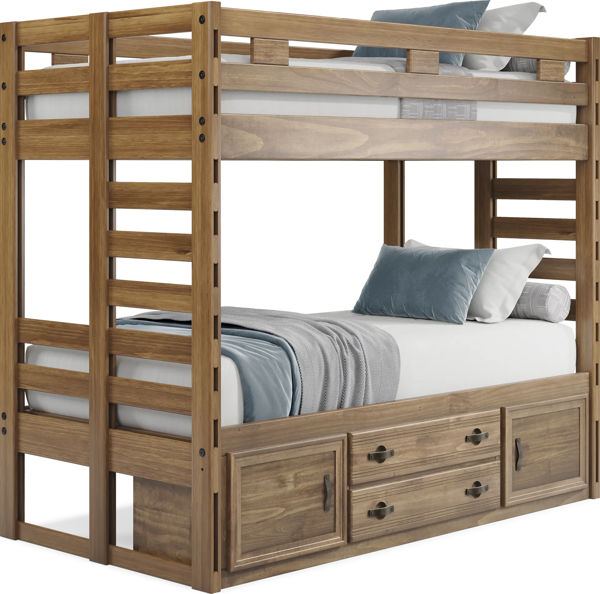 Kids Creekside 2.0 Chestnut Twin/Twin Bunk Bed with Storage Side Rail - Image 1