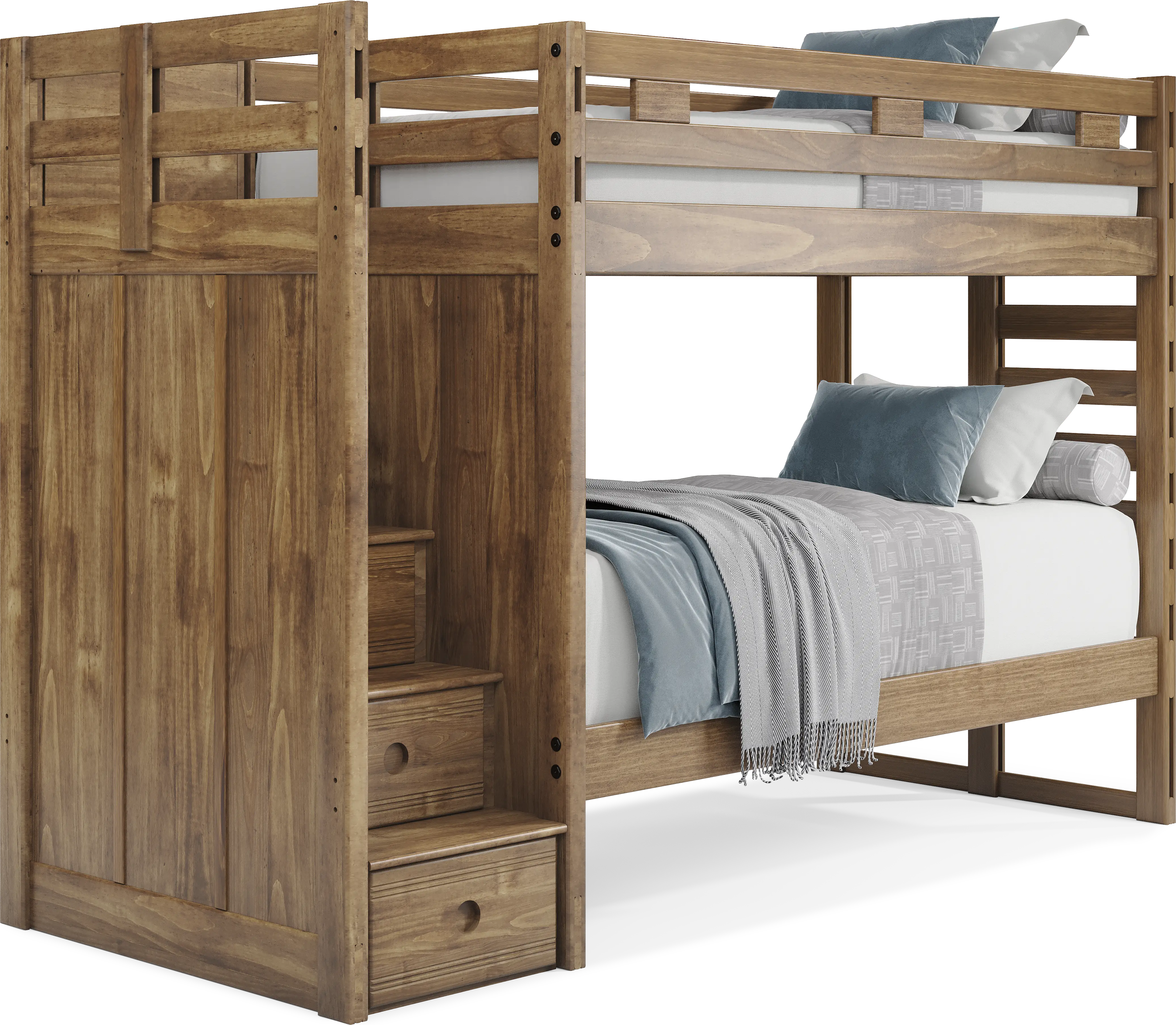 Kids Creekside 2.0 Chestnut Twin/Twin Step Bunk Bed - Thumbnail - Image 1