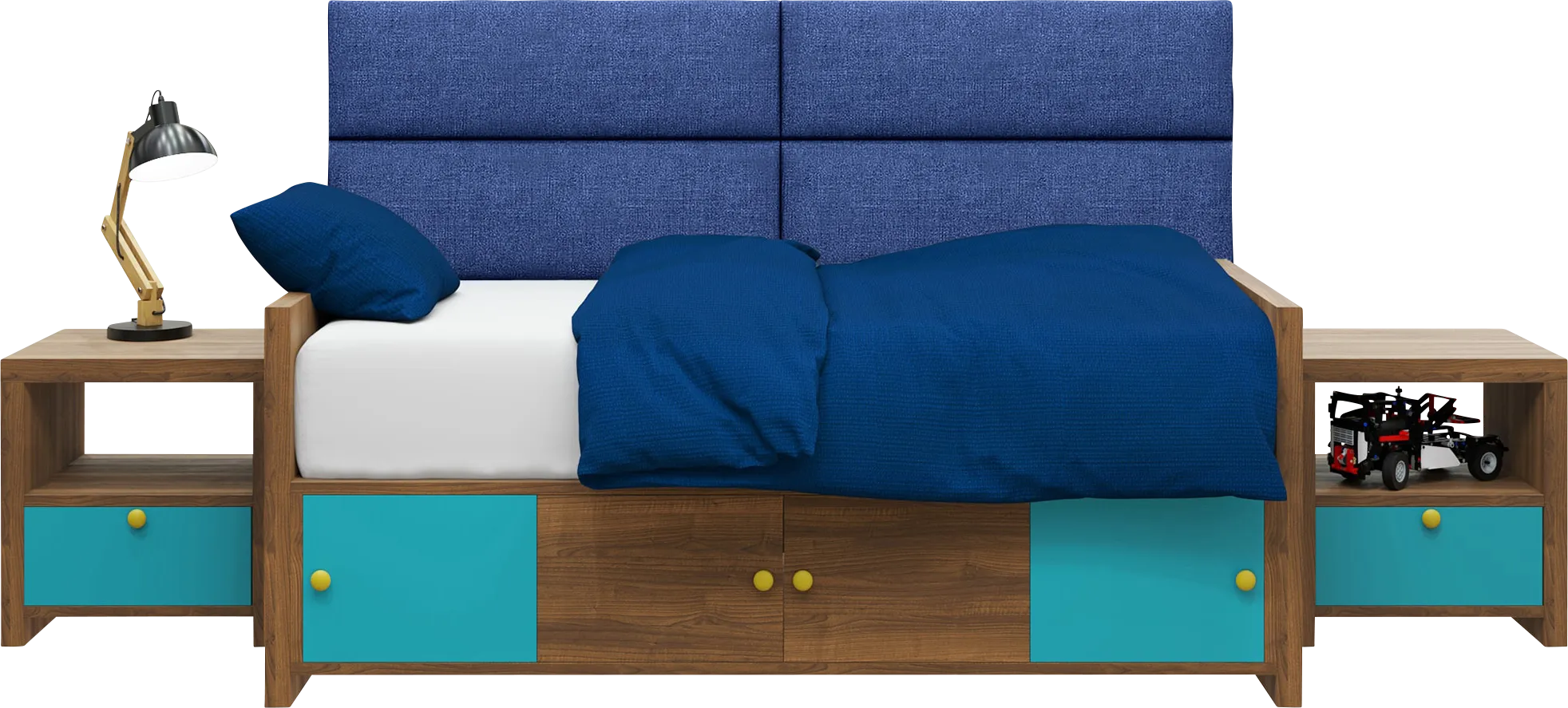 Kids Burkett Blue Twin Headboard Panel, Set of 4 - Thumbnail - Image 1