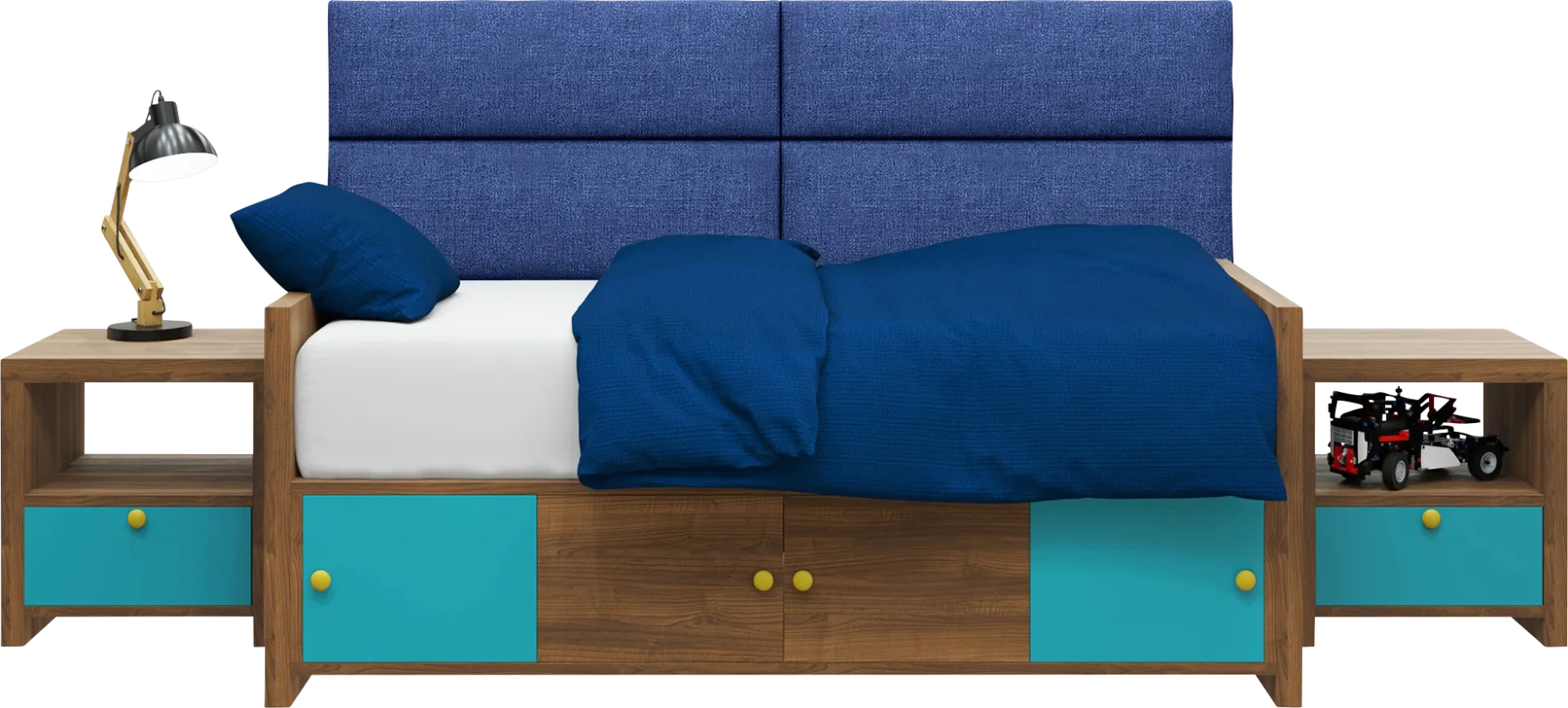 Kids Burkett Blue Twin Headboard Panel, Set of 4 - Image 1