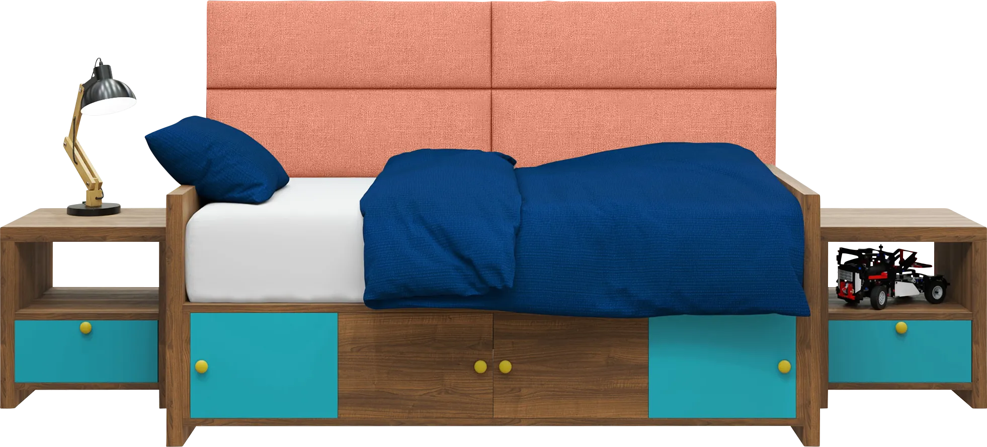 Kids Burkett Salmon Twin Headboard Panel, Set of 4 - Thumbnail - Image 1