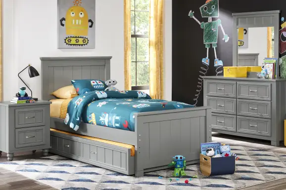 Kids Cottage Colors Gray Twin Panel Bed