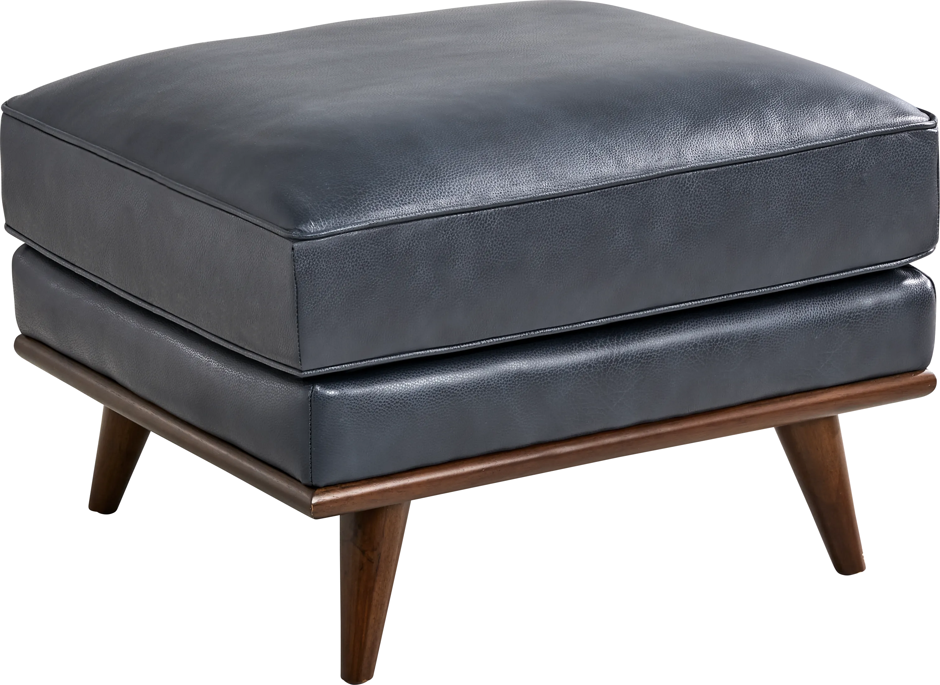 Cassina Court Navy Leather Ottoman - Thumbnail - Image 1