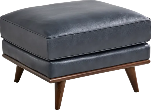 Cassina Way Navy Leather Ottoman