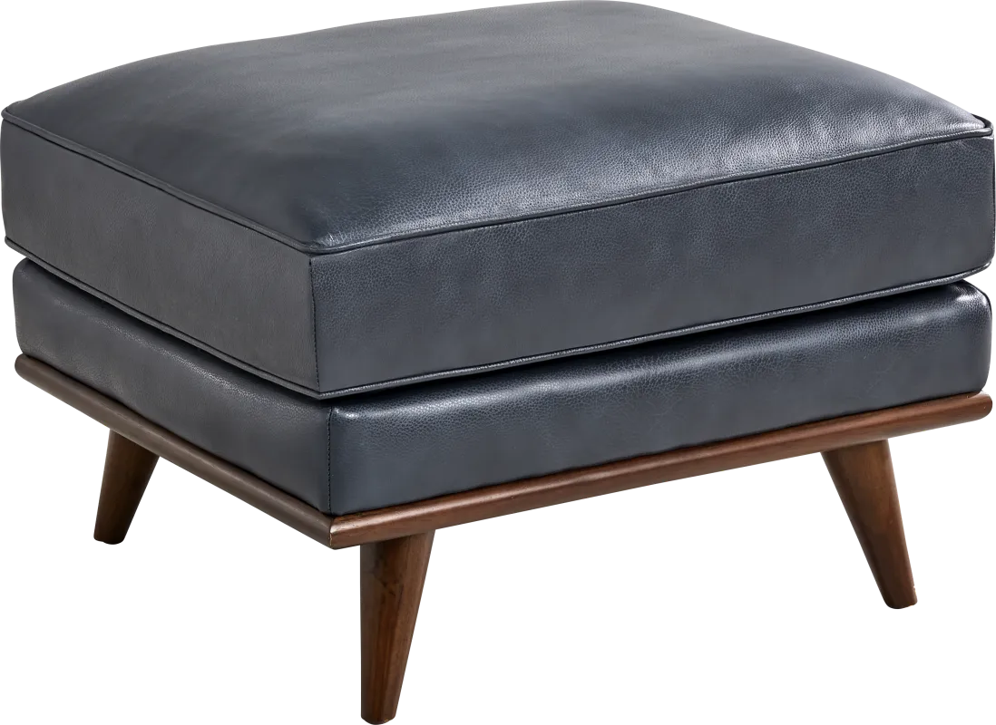 Cassina Way Navy Leather Ottoman