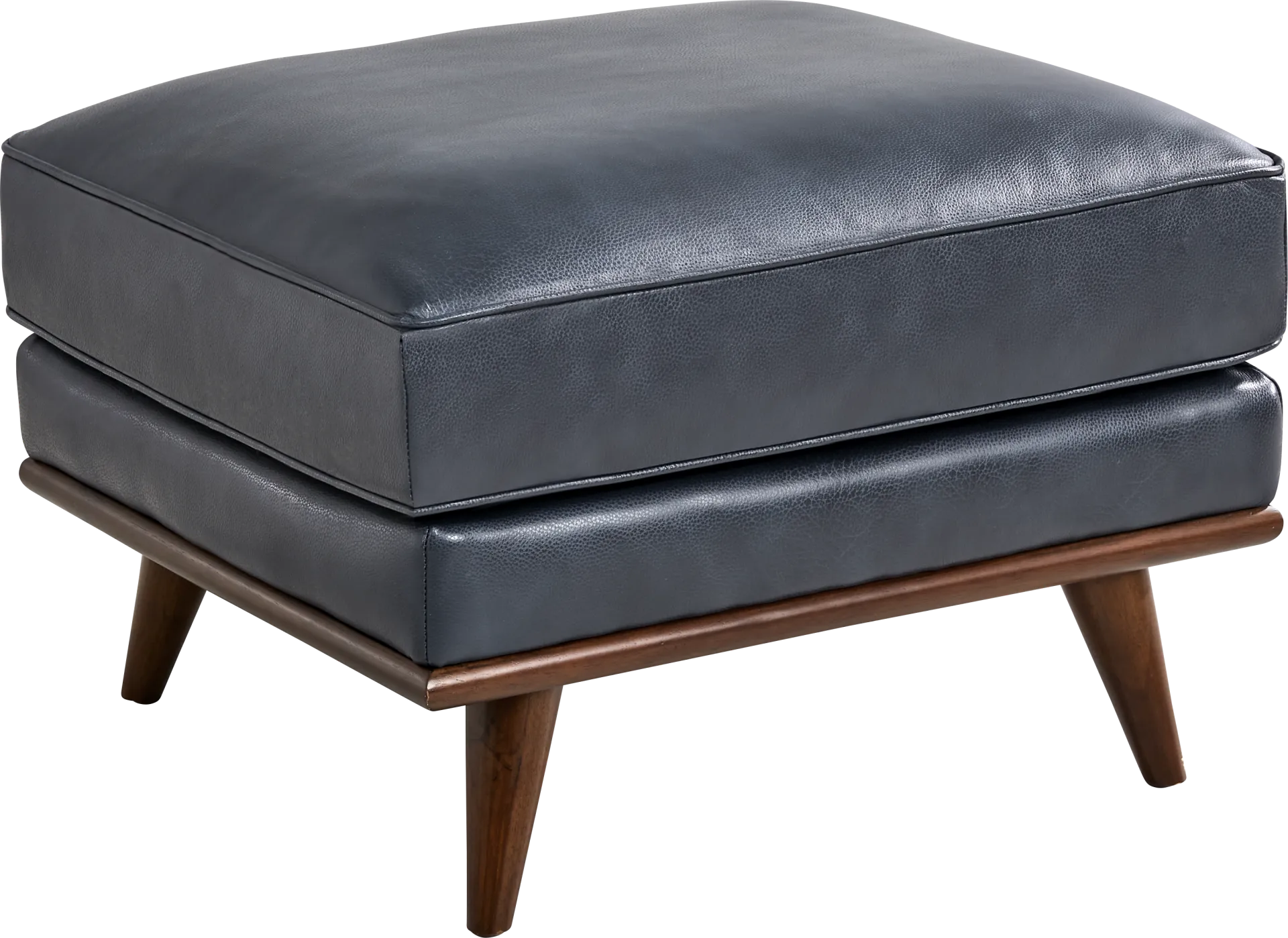 Cassina Court Navy Leather Ottoman - Image 1