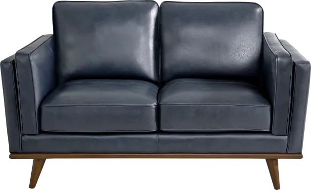 Cassina Way Navy Leather Loveseat