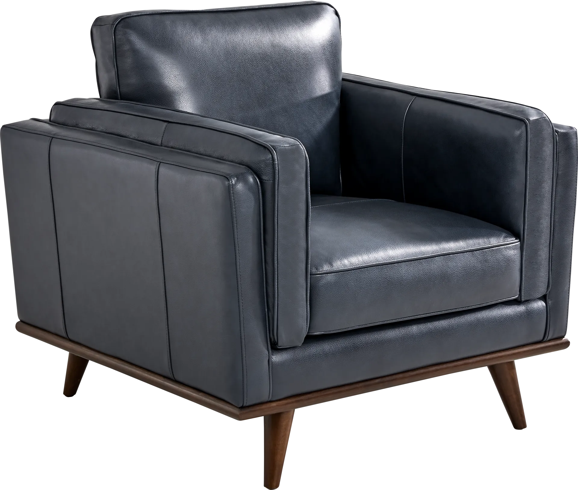 Cassina Court Navy Leather Chair - Image 1